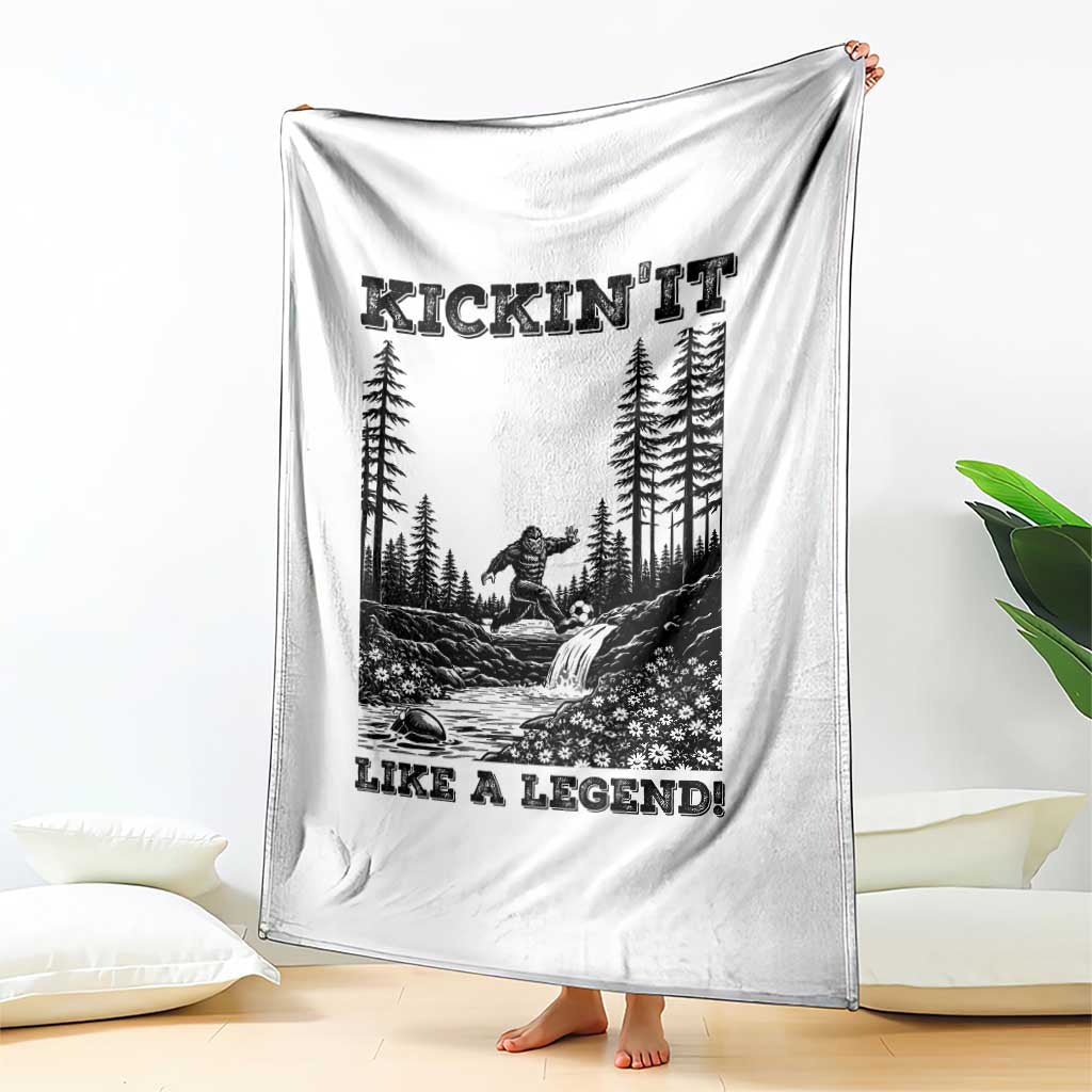 Kickin It Like A Legend Throw Blanket Funny Bigfoot Soccer Player TS12 Print Your Wear
