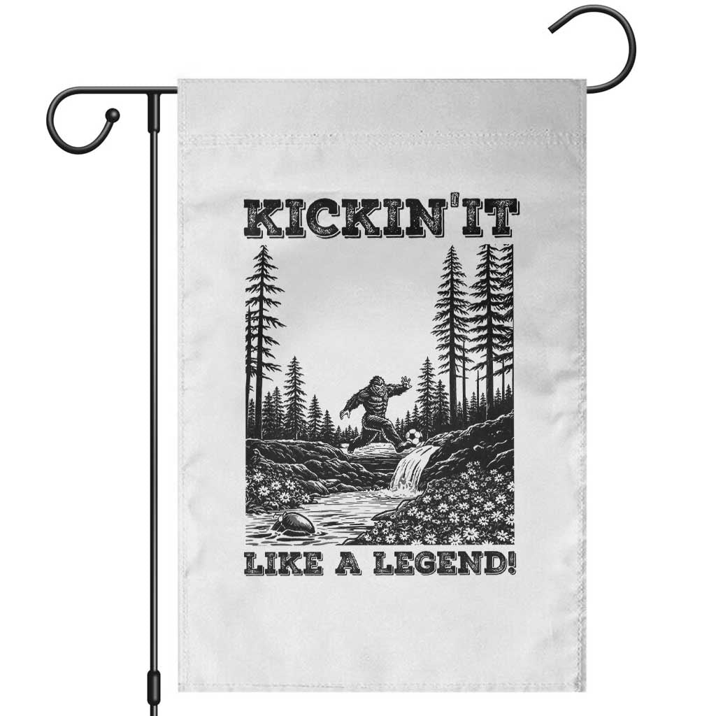 Kickin It Like A Legend Garden Flag Funny Bigfoot Soccer Player TS12 White Print Your Wear