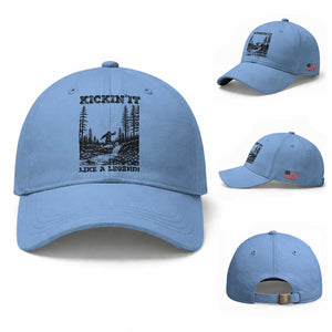 Kickin It Like A Legend Baseball Cap Funny Bigfoot Soccer Player TS12 Baseball Cap Universal Fit Light Blue Print Your Wear