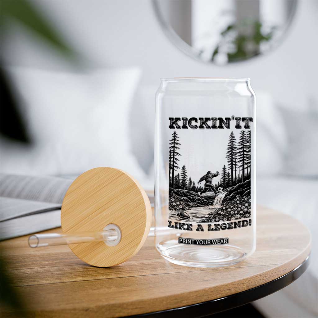 Kickin It Like A Legend Glass Can Funny Bigfoot Soccer Player TS12 Print Your Wear