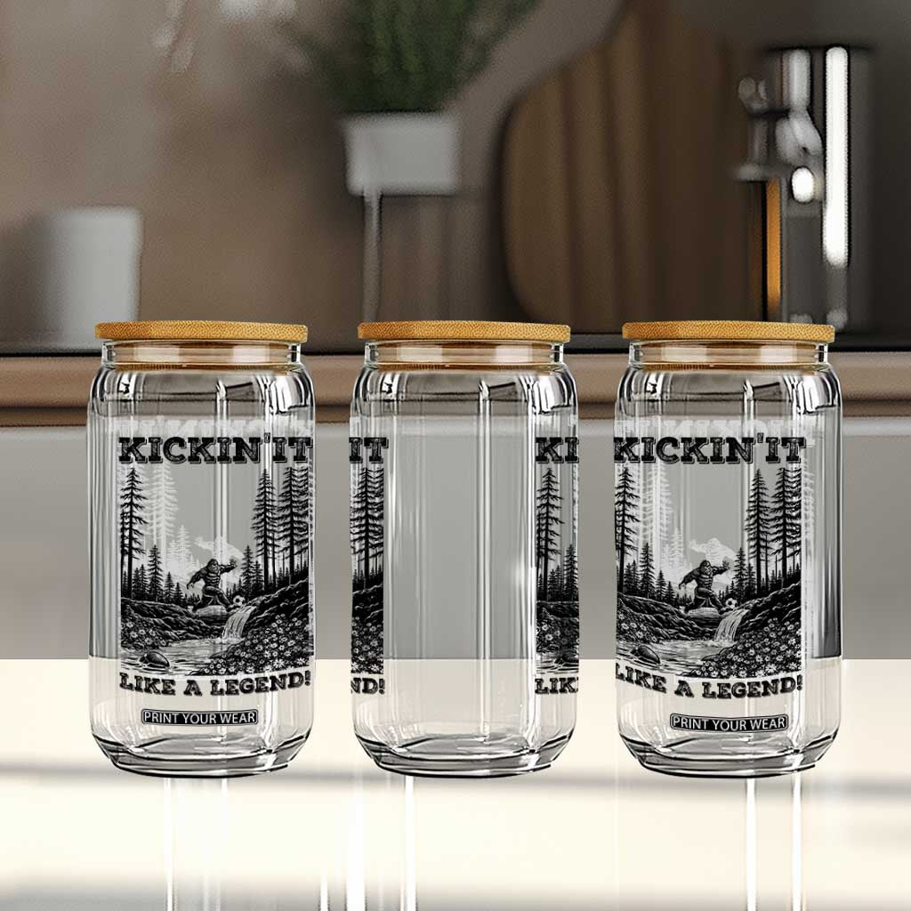 Kickin It Like A Legend Glass Can Funny Bigfoot Soccer Player TS12 Print Your Wear