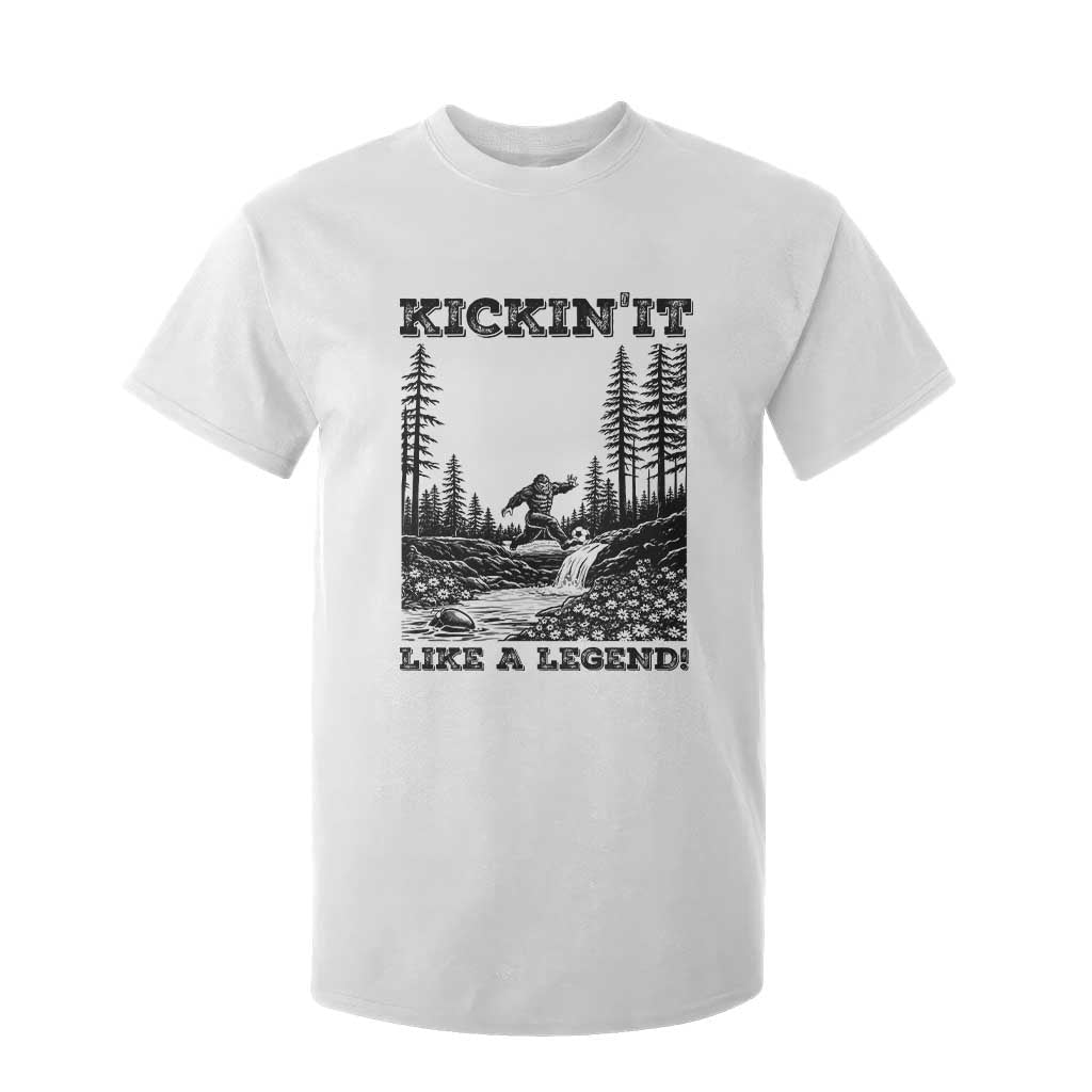 Kickin It Like A Legend T Shirt For Kid Funny Bigfoot Soccer Player TS12 White Print Your Wear