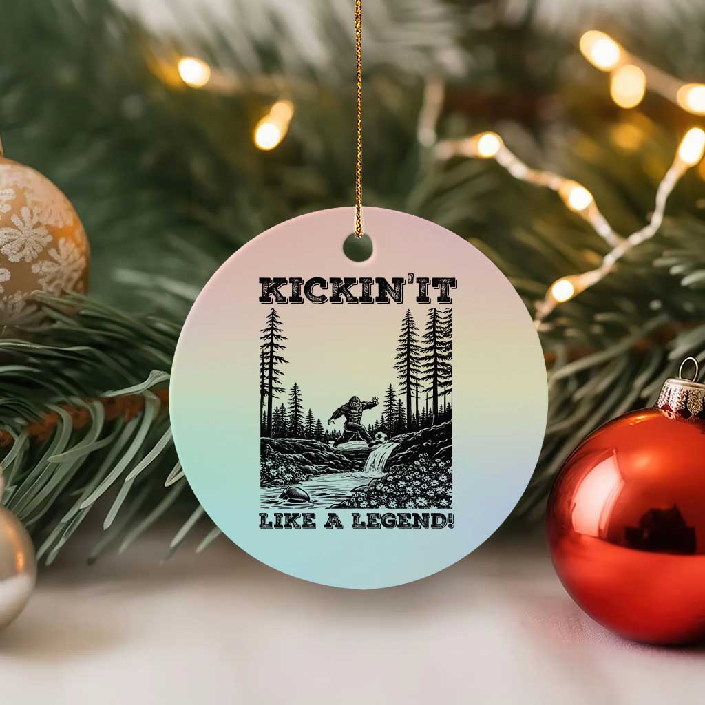 Kickin It Like A Legend Ceramic Ornament Funny Bigfoot Soccer Player TS12 1pc Pastel Print Your Wear