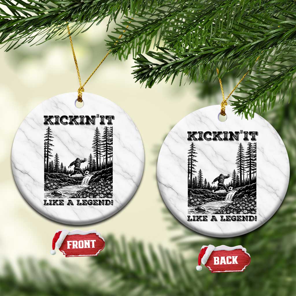 Kickin It Like A Legend Ceramic Ornament Funny Bigfoot Soccer Player TS12 1pc White Marble Print Your Wear