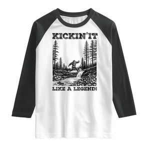 Kickin It Like A Legend Raglan Shirt Funny Bigfoot Soccer Player TS12 White Black Print Your Wear