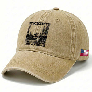 Kickin It Like A Legend Washed Cotton Baseball Cap Funny Bigfoot Soccer Player TS12 Print Your Wear