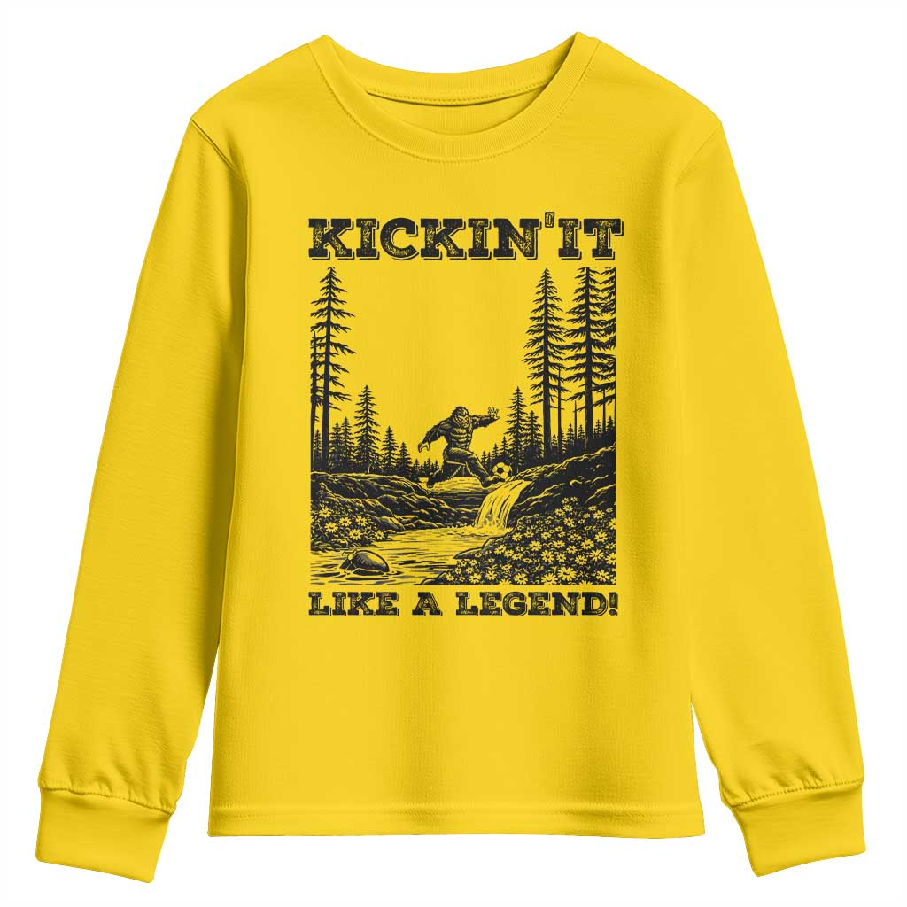 Kickin It Like A Legend Youth Sweatshirt Funny Bigfoot Soccer Player TS12 Daisy Print Your Wear