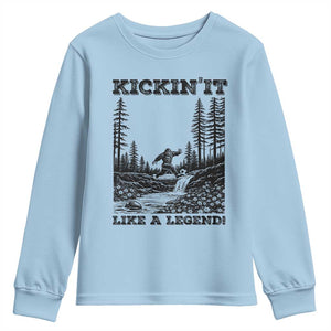 Kickin It Like A Legend Youth Sweatshirt Funny Bigfoot Soccer Player TS12 Light Blue Print Your Wear
