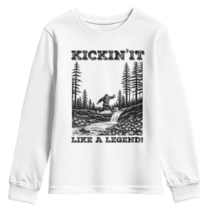 Kickin It Like A Legend Youth Sweatshirt Funny Bigfoot Soccer Player TS12 White Print Your Wear