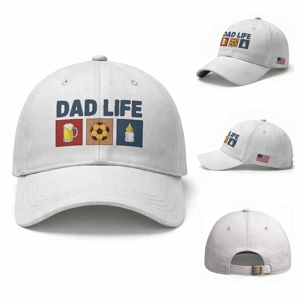 Dad Life Soccer Beer Baby Bottle Baseball Cap Fathers Day Gift TS12 Baseball Cap Universal Fit White Print Your Wear