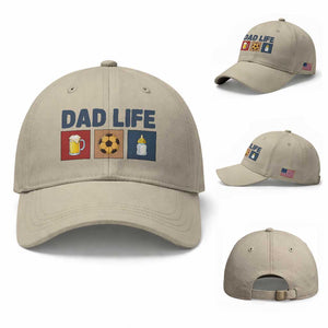 Dad Life Soccer Beer Baby Bottle Baseball Cap Fathers Day Gift TS12 Baseball Cap Universal Fit Beige Print Your Wear