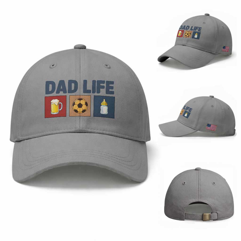 Dad Life Soccer Beer Baby Bottle Baseball Cap Fathers Day Gift TS12 Baseball Cap Universal Fit Sport Gray Print Your Wear