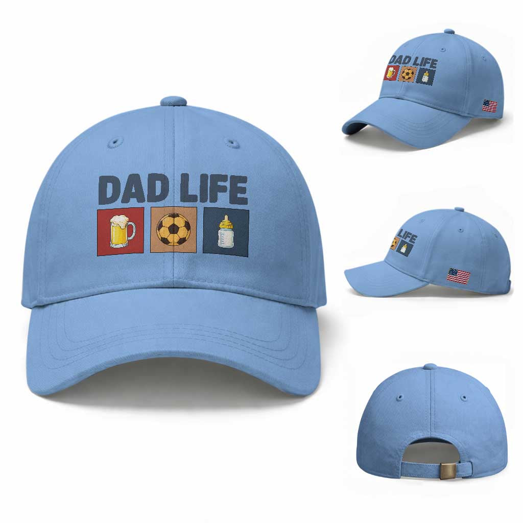 Dad Life Soccer Beer Baby Bottle Baseball Cap Fathers Day Gift TS12 Baseball Cap Universal Fit Light Blue Print Your Wear
