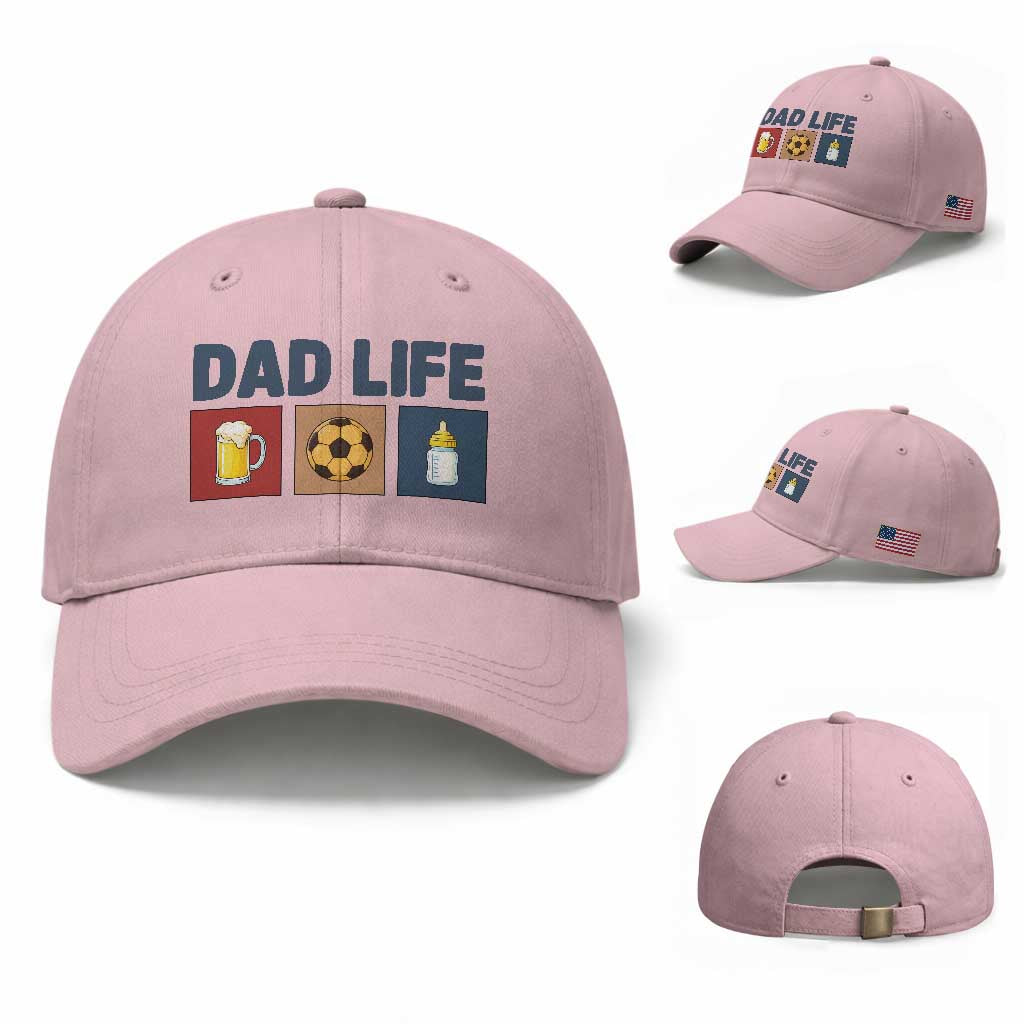 Dad Life Soccer Beer Baby Bottle Baseball Cap Fathers Day Gift TS12 Baseball Cap Universal Fit Light Pink Print Your Wear
