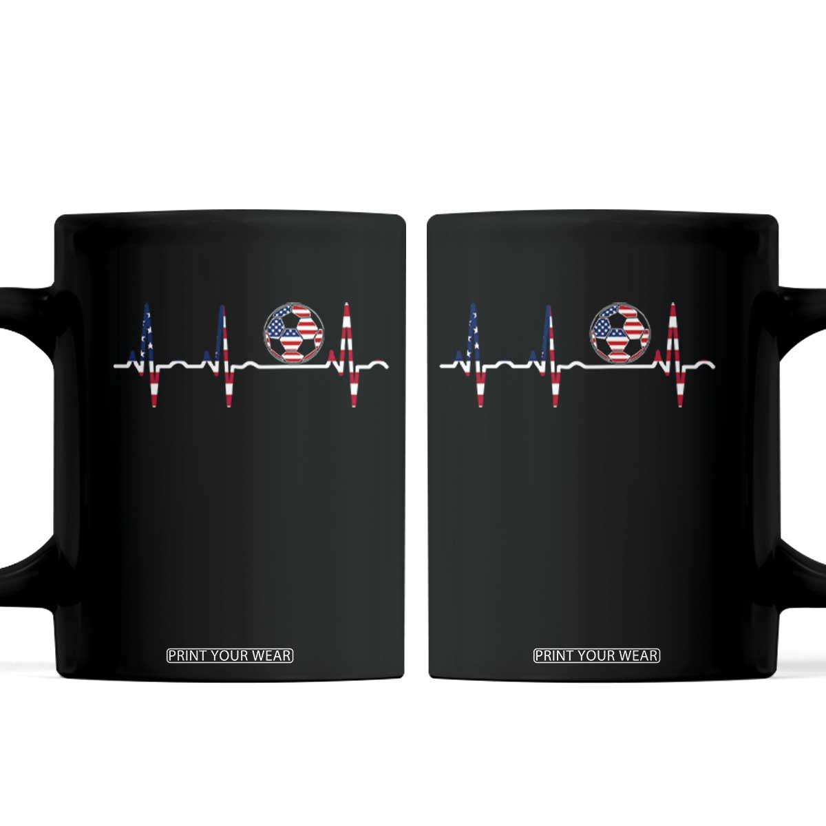 USA Soccer Heartbeat Coffee Mug American Flag Football Pulse TS12 Black Print Your Wear