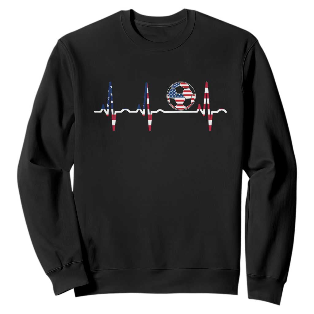 USA Soccer Heartbeat Sweatshirt American Flag Football Pulse TS12 Black Print Your Wear