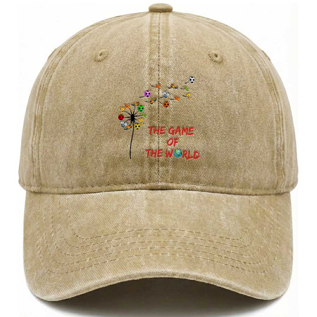Soccer Dandelion Flower Washed Cotton Baseball Cap The Game Of The World TS12 Print Your Wear