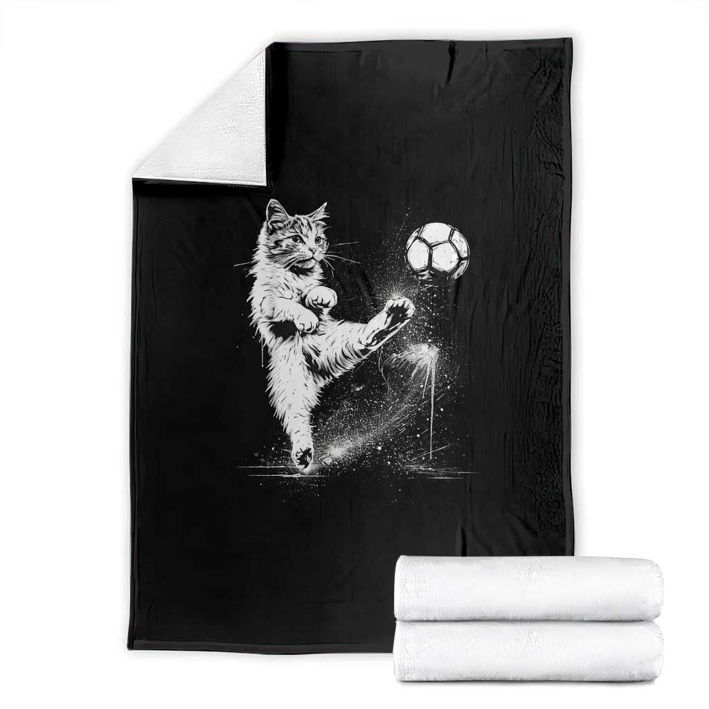 Cat Playing Soccer Throw Blanket Funny Cat Lover Gift TS12 Black Print Your Wear