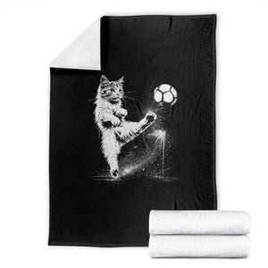 Cat Playing Soccer Throw Blanket Funny Cat Lover Gift TS12 Black Print Your Wear