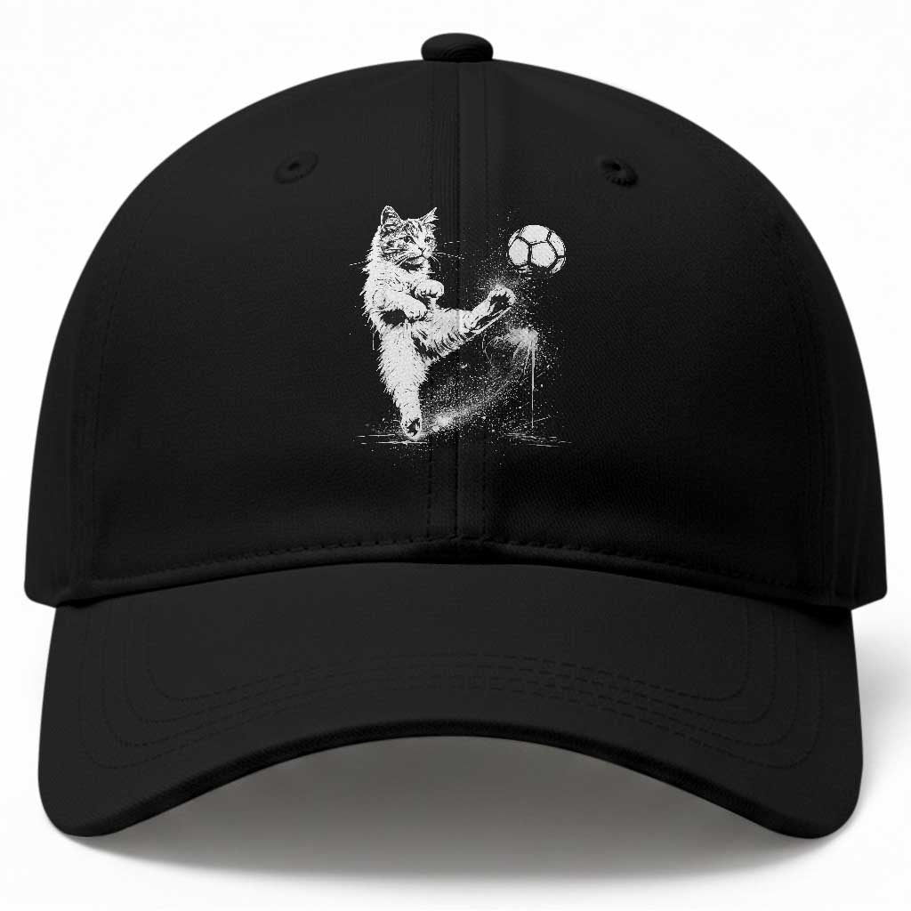 Cat Playing Soccer Baseball Cap Funny Cat Lover Gift TS12 Print Your Wear