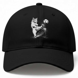 Cat Playing Soccer Baseball Cap Funny Cat Lover Gift TS12 Print Your Wear