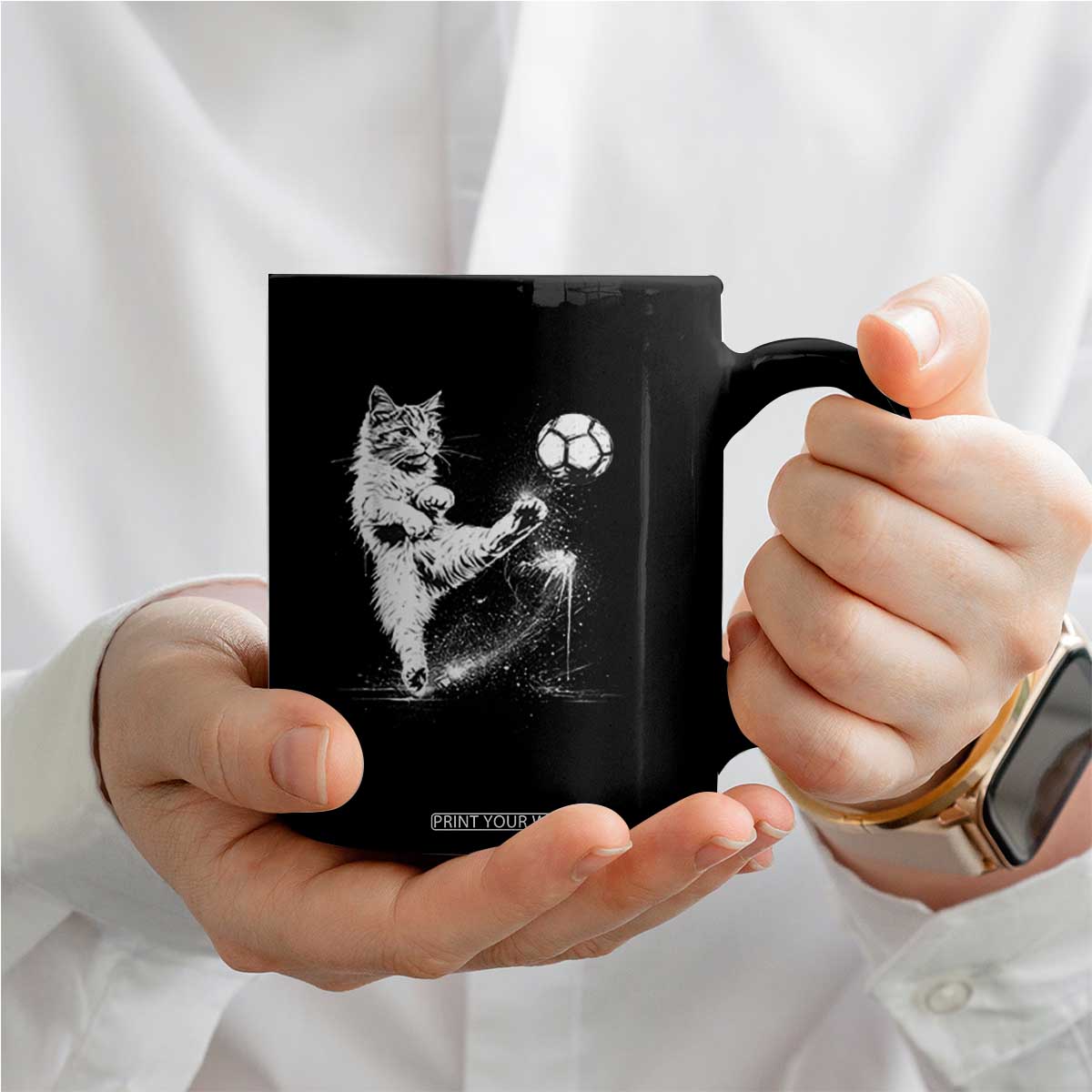 Cat Playing Soccer Coffee Mug Funny Cat Lover Gift TS12 Print Your Wear