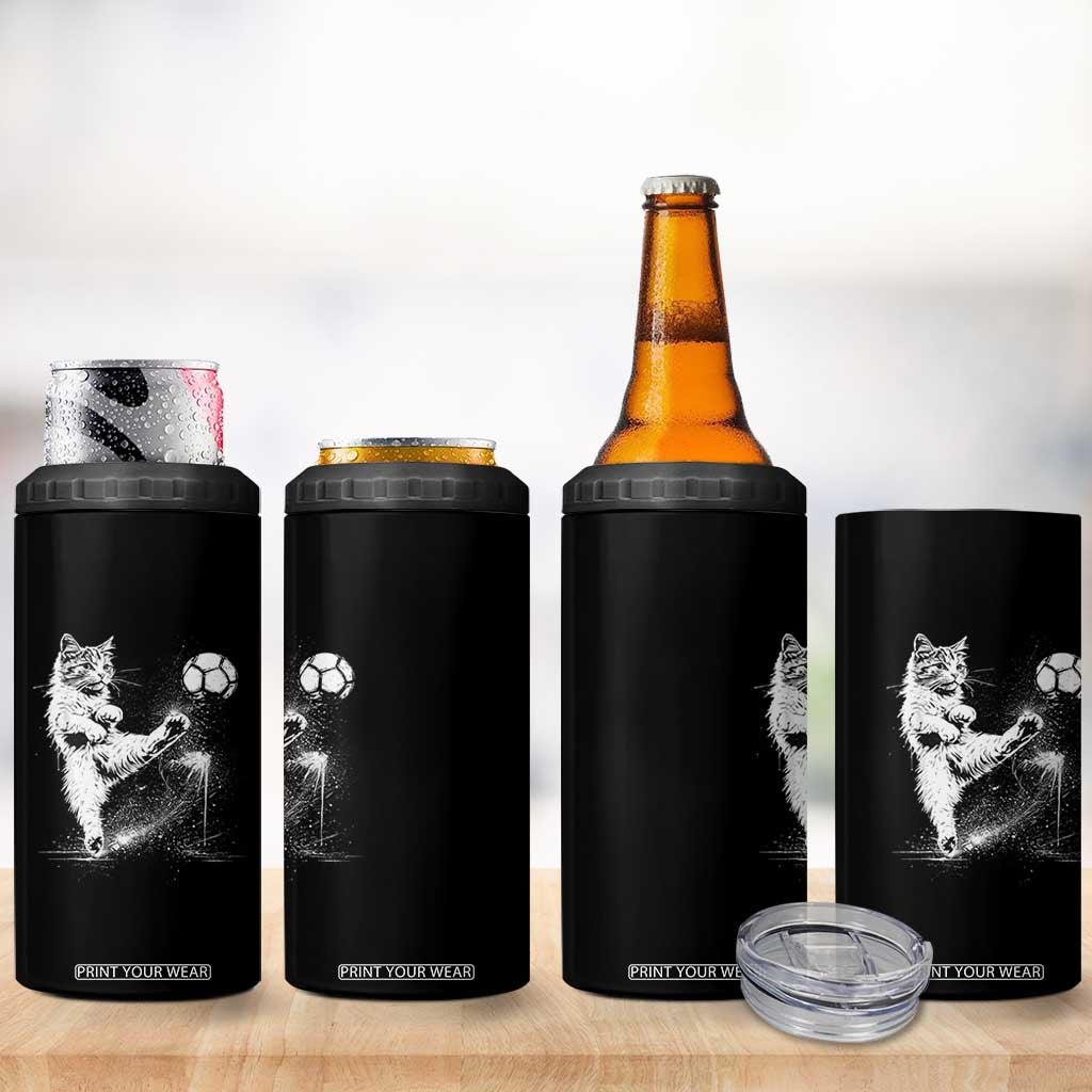 Cat Playing Soccer 4 in 1 Can Cooler Tumbler Funny Cat Lover Gift TS12 Print Your Wear