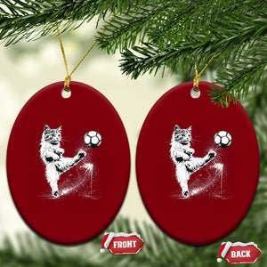 Cat Playing Soccer Ceramic Ornament Funny Cat Lover Gift TS12 Print Your Wear