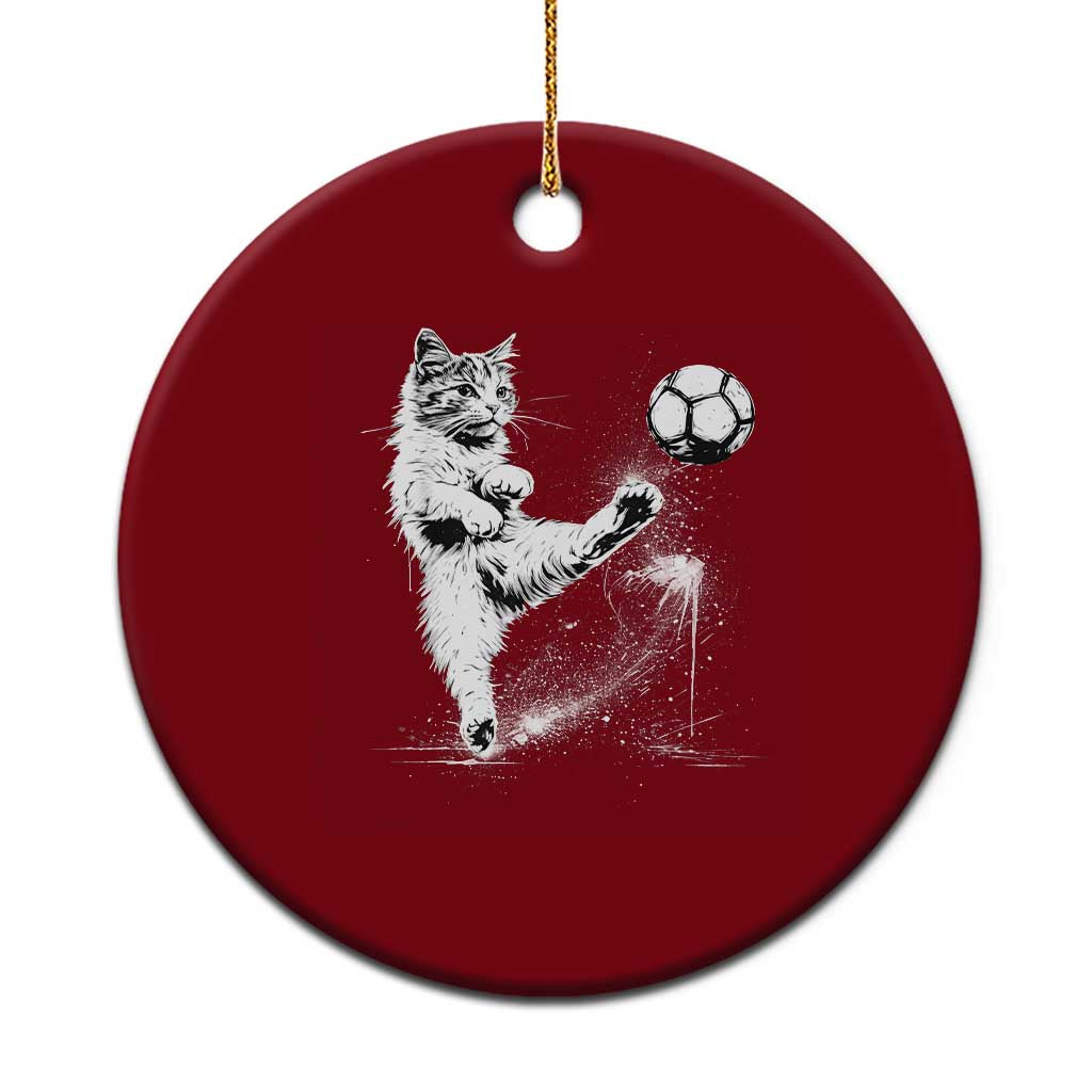 Cat Playing Soccer Ceramic Ornament Funny Cat Lover Gift TS12 1pc Red Print Your Wear