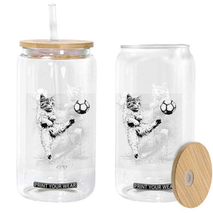 Cat Playing Soccer Glass Can Funny Cat Lover Gift TS12 Print Your Wear