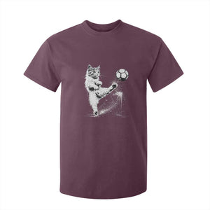 Cat Playing Soccer T Shirt For Kid Funny Cat Lover Gift TS12 Maroon Print Your Wear
