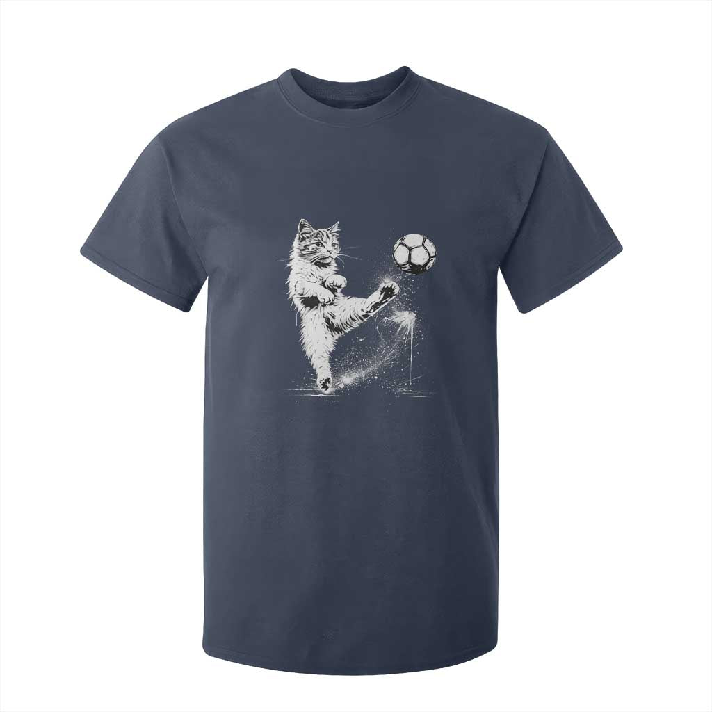 Cat Playing Soccer T Shirt For Kid Funny Cat Lover Gift TS12 Navy Print Your Wear
