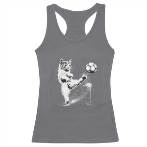 Cat Playing Soccer Racerback Tank Top Funny Cat Lover Gift TS12 Charcoal Print Your Wear