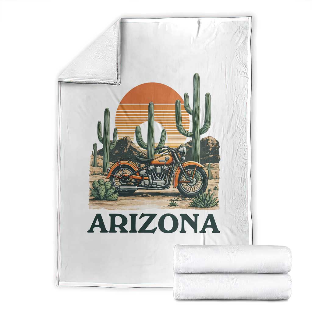 Arizona Motorcycle Throw Blanket Vintage Desert Highway Rider Gift TS12 White Print Your Wear