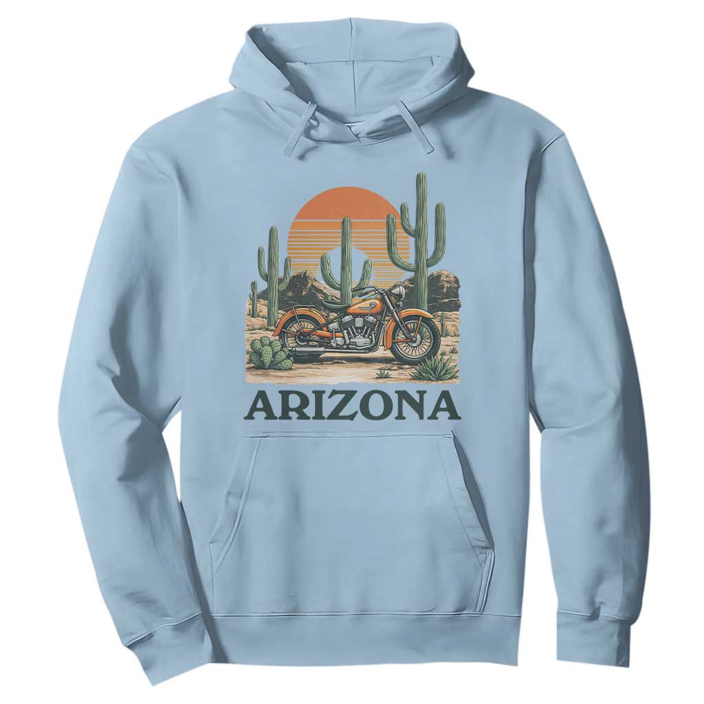 Arizona Motorcycle Hoodie Vintage Desert Highway Rider Gift TS12 Light Blue Print Your Wear