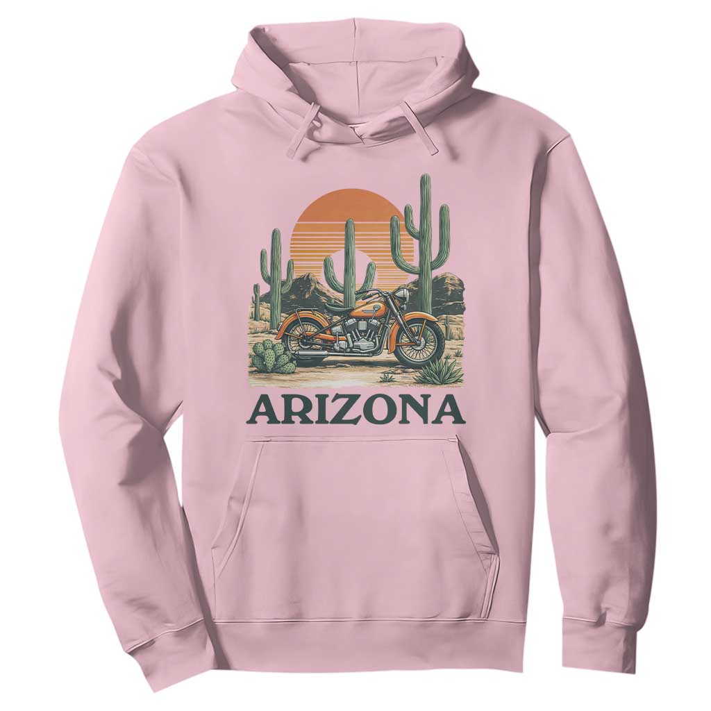 Arizona Motorcycle Hoodie Vintage Desert Highway Rider Gift TS12 Light Pink Print Your Wear