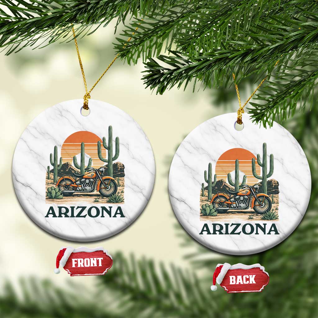 Arizona Motorcycle Ceramic Ornament Vintage Desert Highway Rider Gift TS12 1pc White Marble Print Your Wear