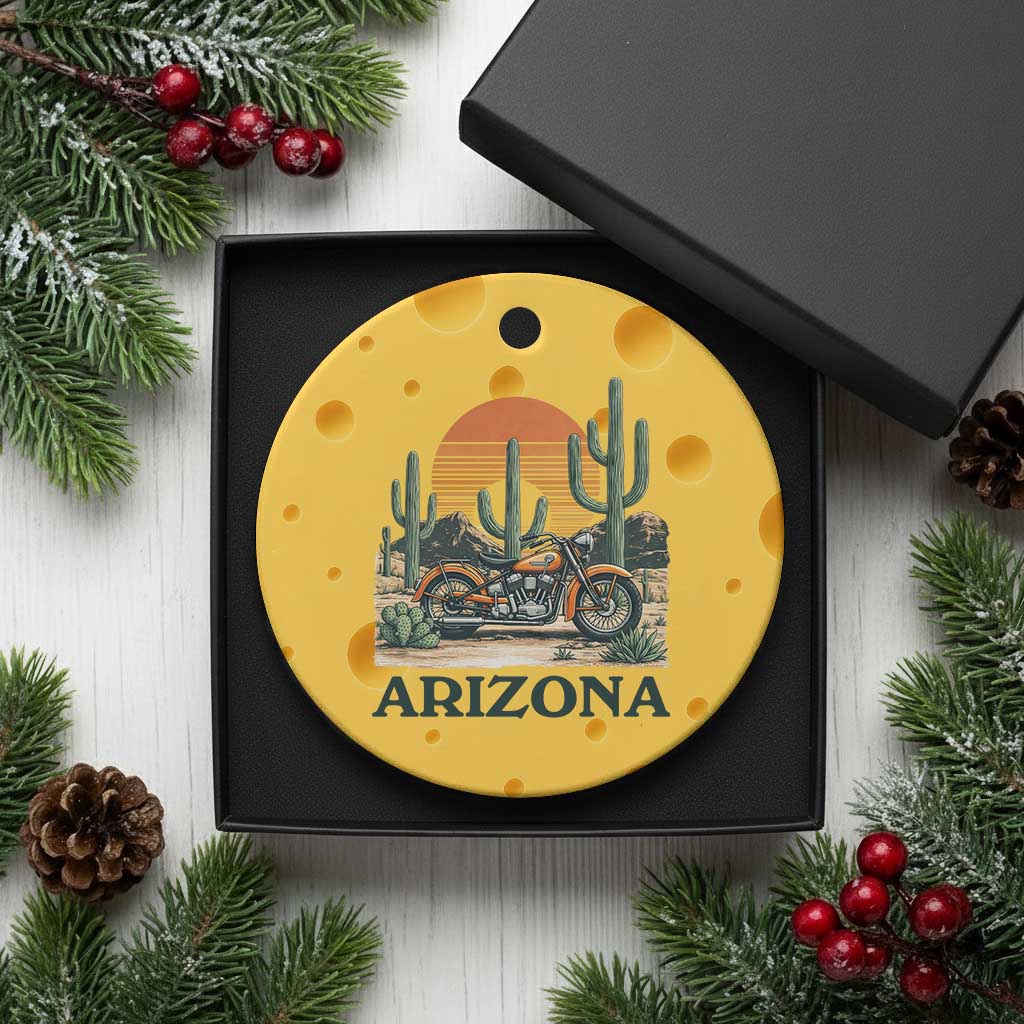 Arizona Motorcycle Ceramic Ornament Vintage Desert Highway Rider Gift TS12 1pc Yellow Cheese Print Your Wear
