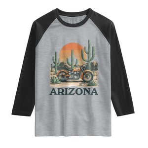 Arizona Motorcycle Raglan Shirt Vintage Desert Highway Rider Gift TS12 Heather Gray Black Print Your Wear