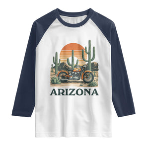 Arizona Motorcycle Raglan Shirt Vintage Desert Highway Rider Gift TS12 White Navy Print Your Wear