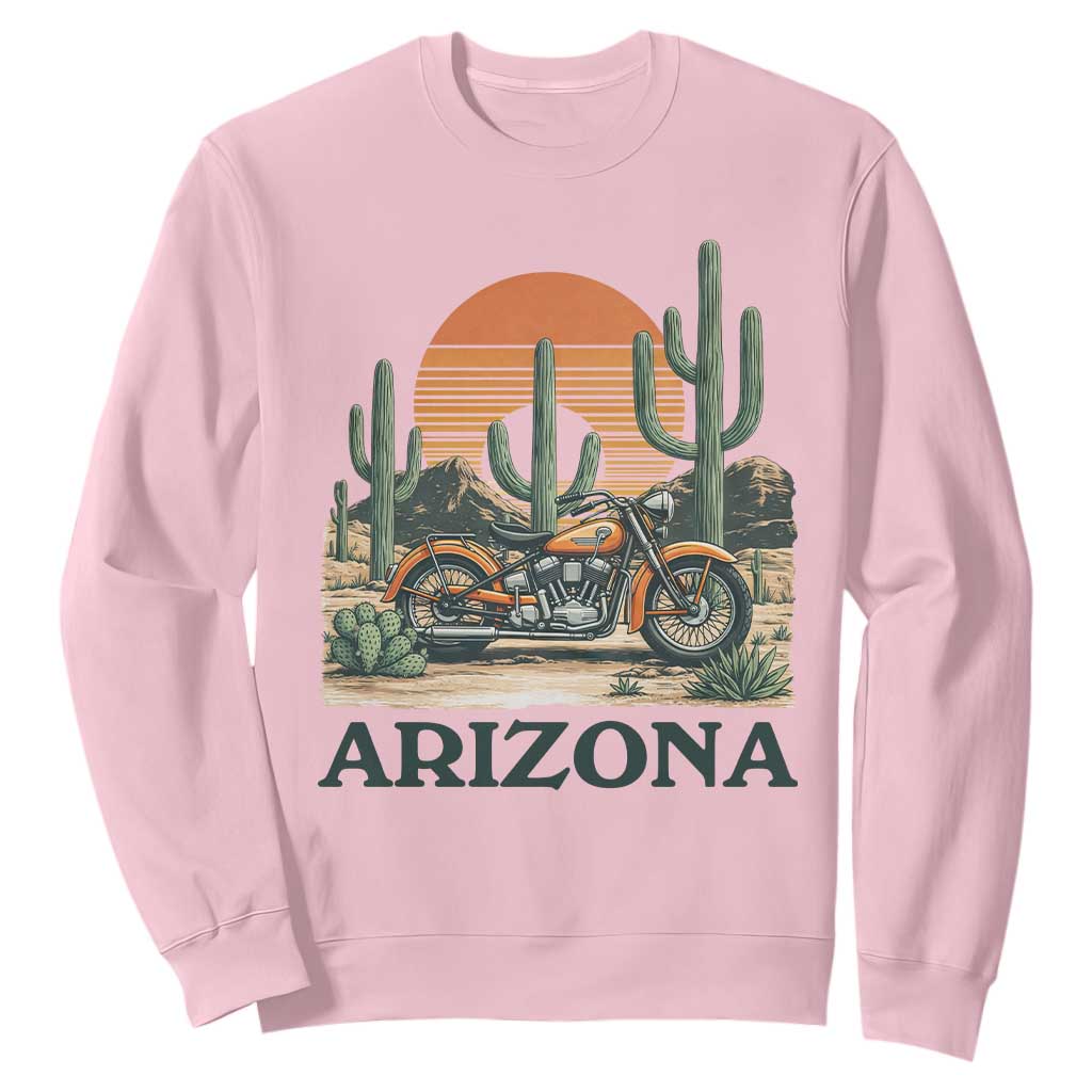 Arizona Motorcycle Sweatshirt Vintage Desert Highway Rider Gift TS12 Light Pink Print Your Wear