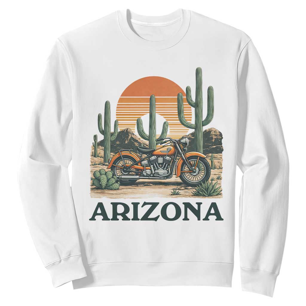 Arizona Motorcycle Sweatshirt Vintage Desert Highway Rider Gift TS12 White Print Your Wear