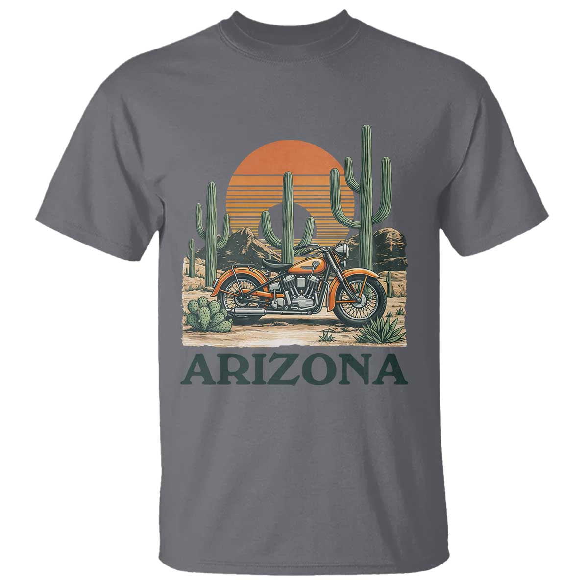 Arizona Motorcycle T Shirt Vintage Desert Highway Rider Gift TS12 Charcoal Print Your Wear