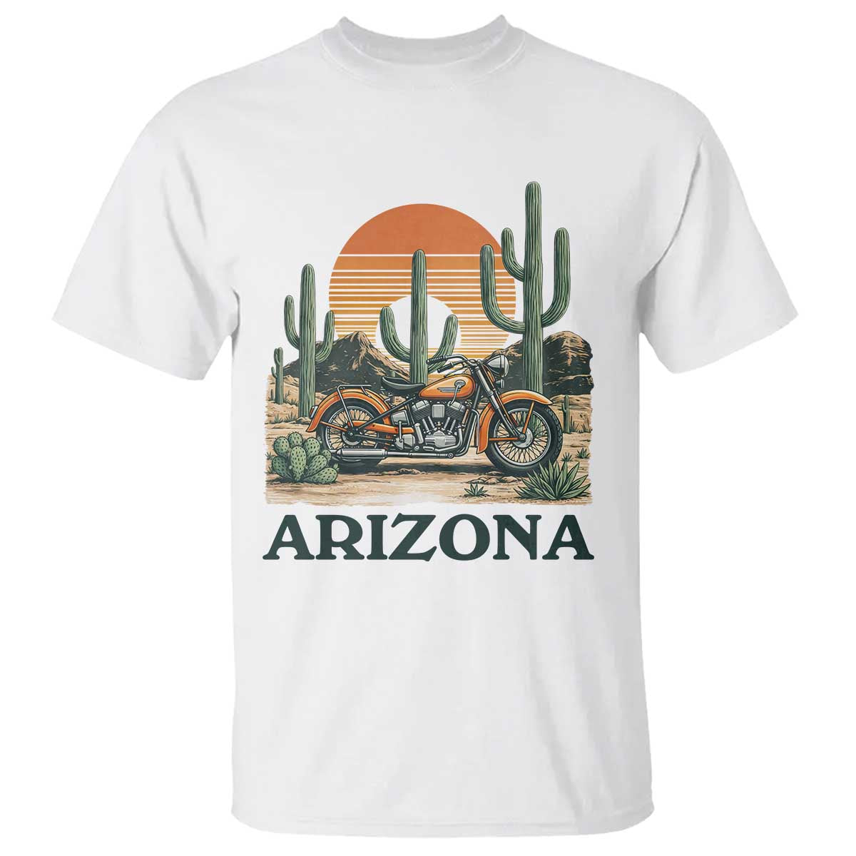 Arizona Motorcycle T Shirt Vintage Desert Highway Rider Gift TS12 White Print Your Wear