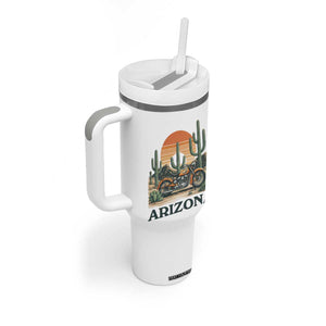 Arizona Motorcycle Tumbler With Handle Vintage Desert Highway Rider Gift TS12 Print Your Wear