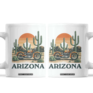 Arizona Motorcycle Coffee Mug Vintage Desert Highway Rider Gift TS12 White Print Your Wear