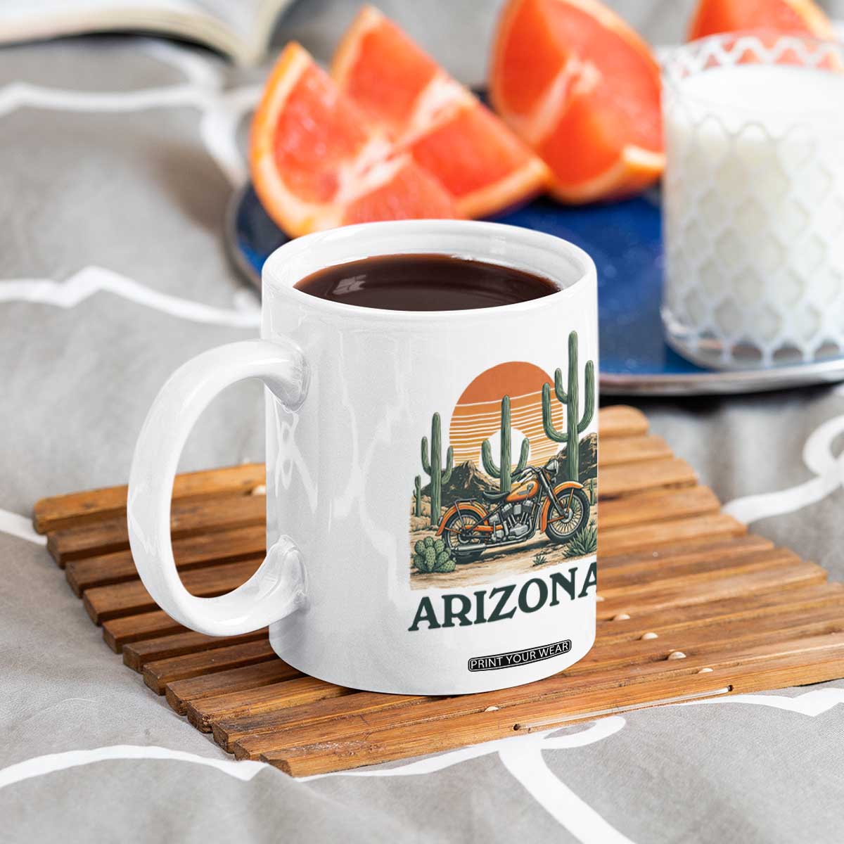 Arizona Motorcycle Coffee Mug Vintage Desert Highway Rider Gift TS12 Print Your Wear