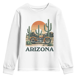 Arizona Motorcycle Youth Sweatshirt Vintage Desert Highway Rider Gift TS12 White Print Your Wear