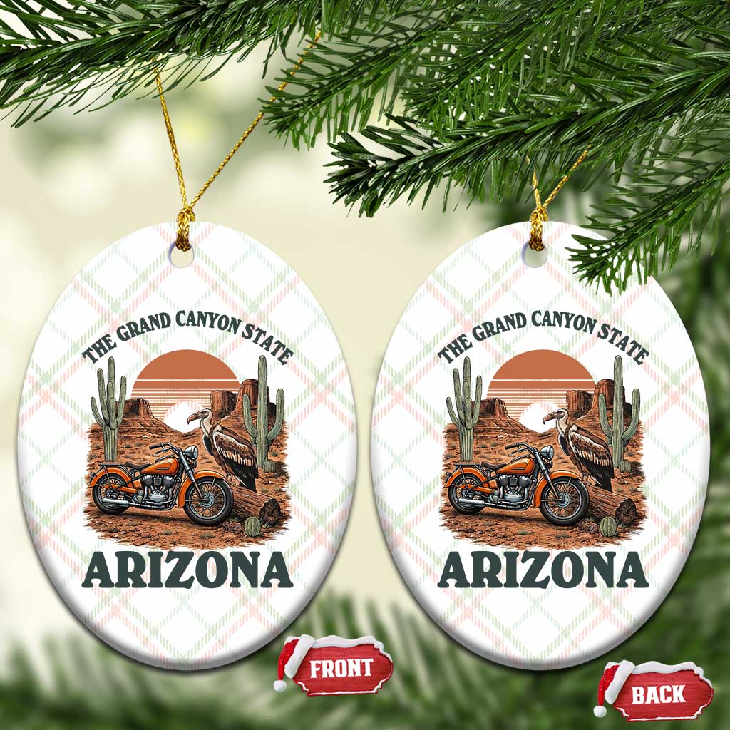Vintage Arizona Motorcycle Rider Ceramic Ornament Desert Cactus Grand Canyon State TS12 Print Your Wear