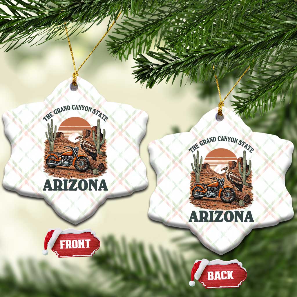 Vintage Arizona Motorcycle Rider Ceramic Ornament Desert Cactus Grand Canyon State TS12 Print Your Wear